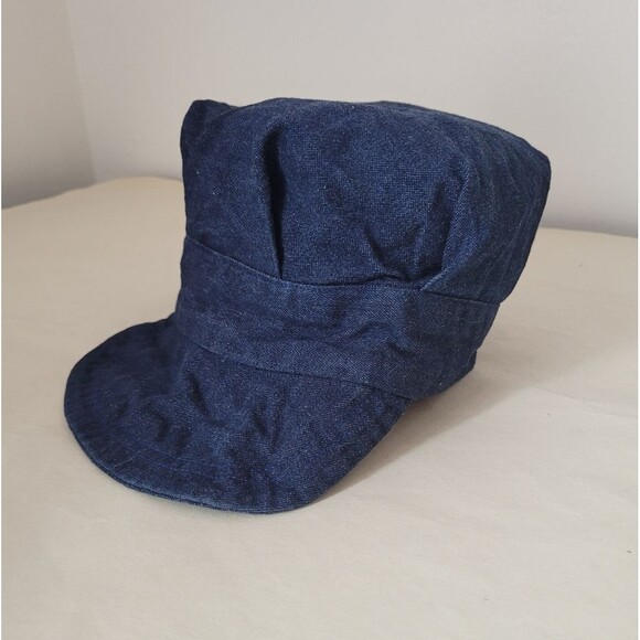 Denim Conductor Hat Dark Wash Handmade Cotton Y2K Grunge 90s Newsboys - Picture 2 of 6